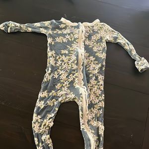 Floral Kickee Pants PJs with zipper and ruffles